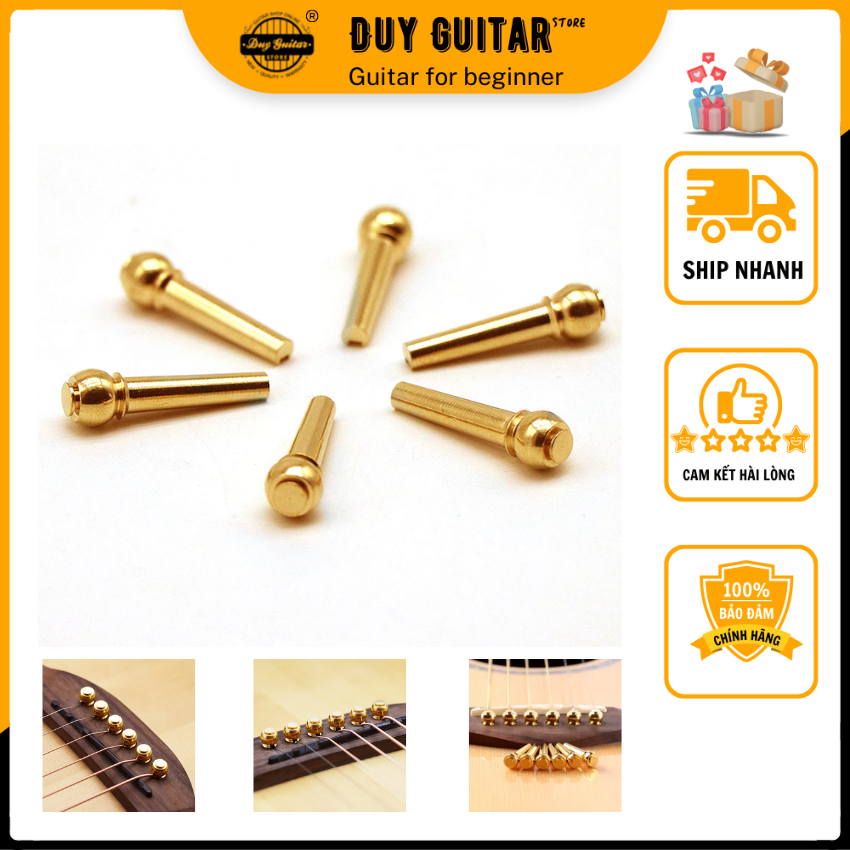 Bộ Chốt Đồng Đàn guitar acoustic 6 pcs - 6 Pins đồng thau gắn đàn guitar  Acoustic - Bộ 6 cái chốt dây đàn guitar bằng đồng - Duy Guitar Shop