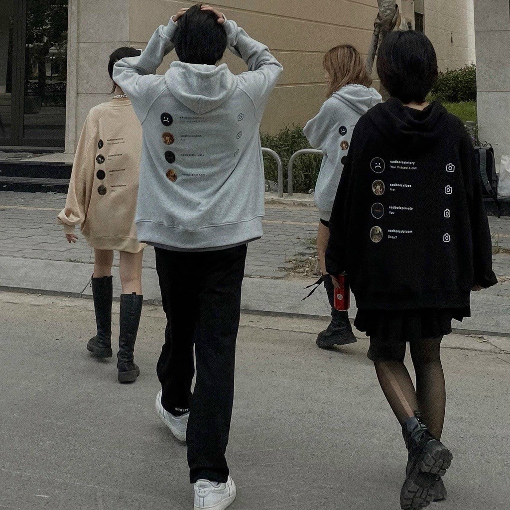 Áo hoodie nam nữ, áo khoác nỉ cặp đôi in máy hình kèm icon siêu xinh.tp