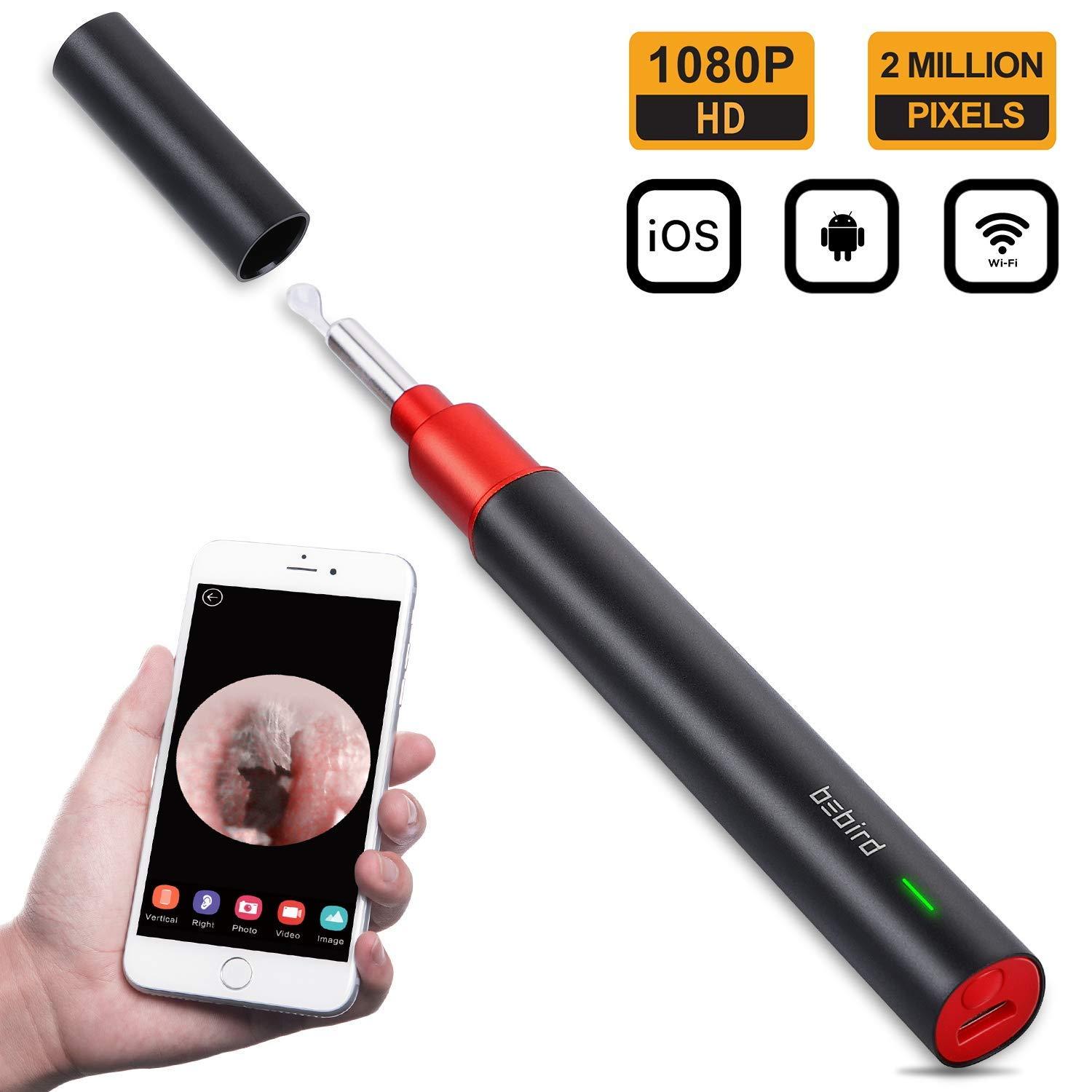 Dụng Cụ Lấy Ráy Tai Thông Minh Cảm Biến Bebird Camera Nội Soi Không Dây WiFi 6 Đèn LED và HD 1080P 2Megapixels - Đen - Hãng Phân Phối Chính Thức