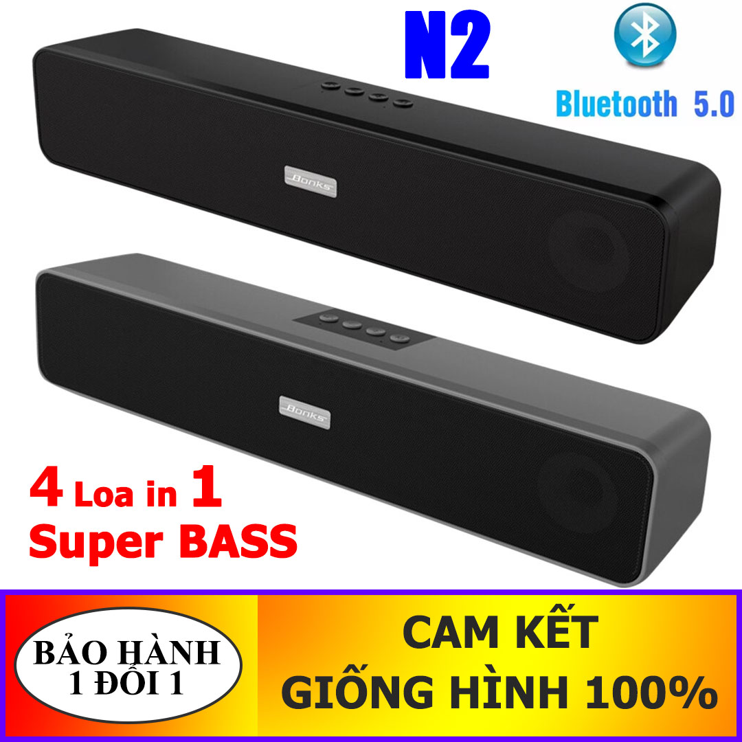 Loa Bluetooth 5.0 Super BASS Bonks N2 Kết hợp 4 loa in 1 Bass Treble siêu ấm, mẫu loa bluetooth công suất phát nhạc lớn đa năng hiện nay
