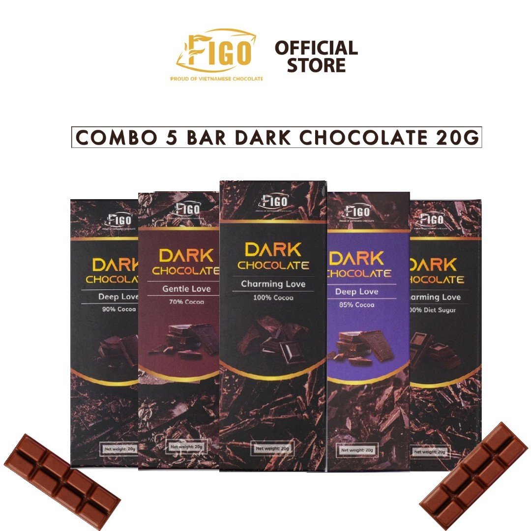 Combo charminglove gồm 1 socola đen nguyên chất không đường + 1 socola 90% cacao ít đường + 1 socola 85% cacao ít đường + socola 100% có đường ăn kiêng +1 socola đen 70% cacao ít đường.