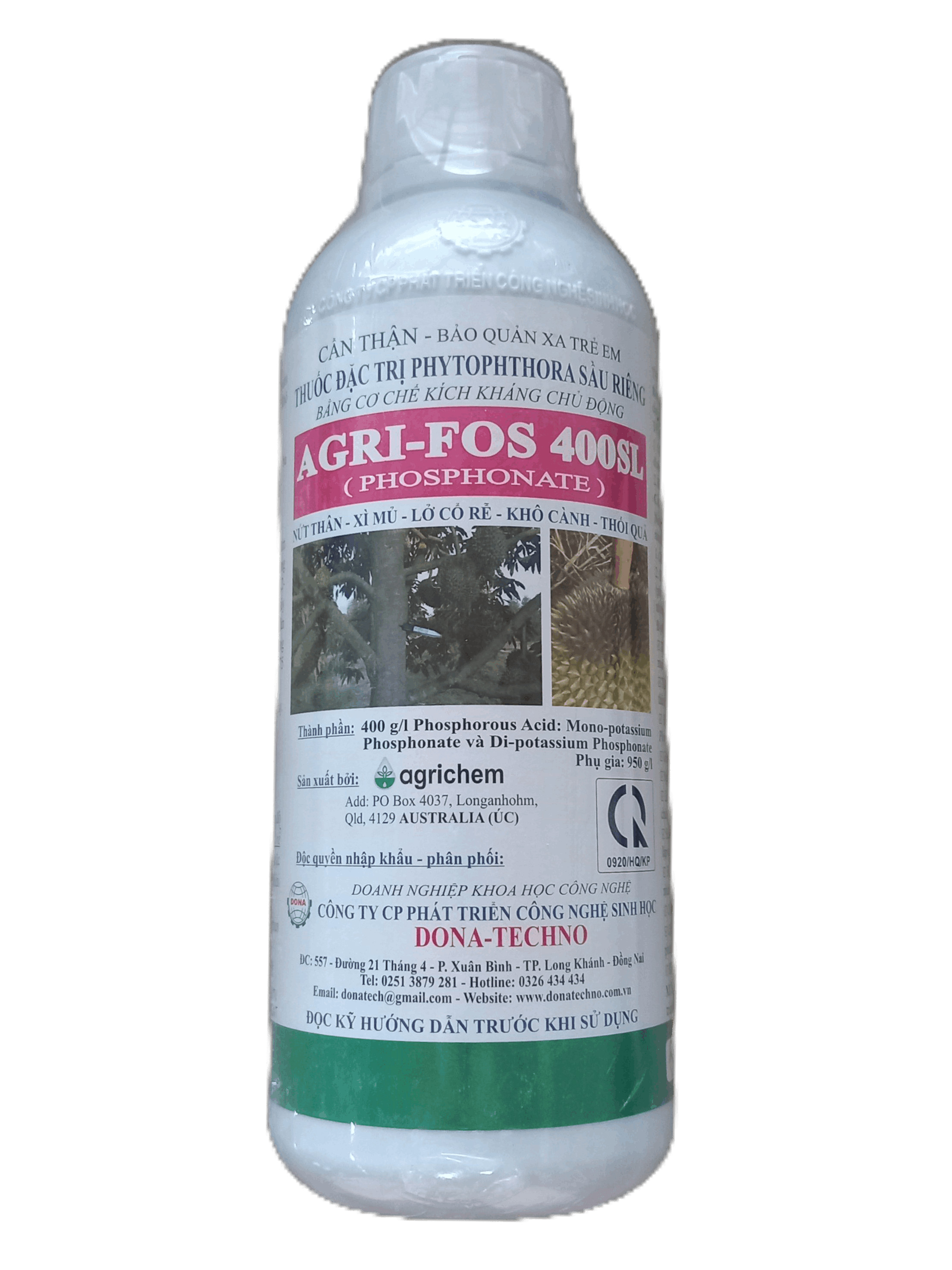 Thuốc trừ bệnh AGRI-FOS 400SL , thuốc trừ nấm Phythophthora trên cây hồ tiêu, sầu riêng, nấm trắng trên thanh long và các bệnh trên lúa.