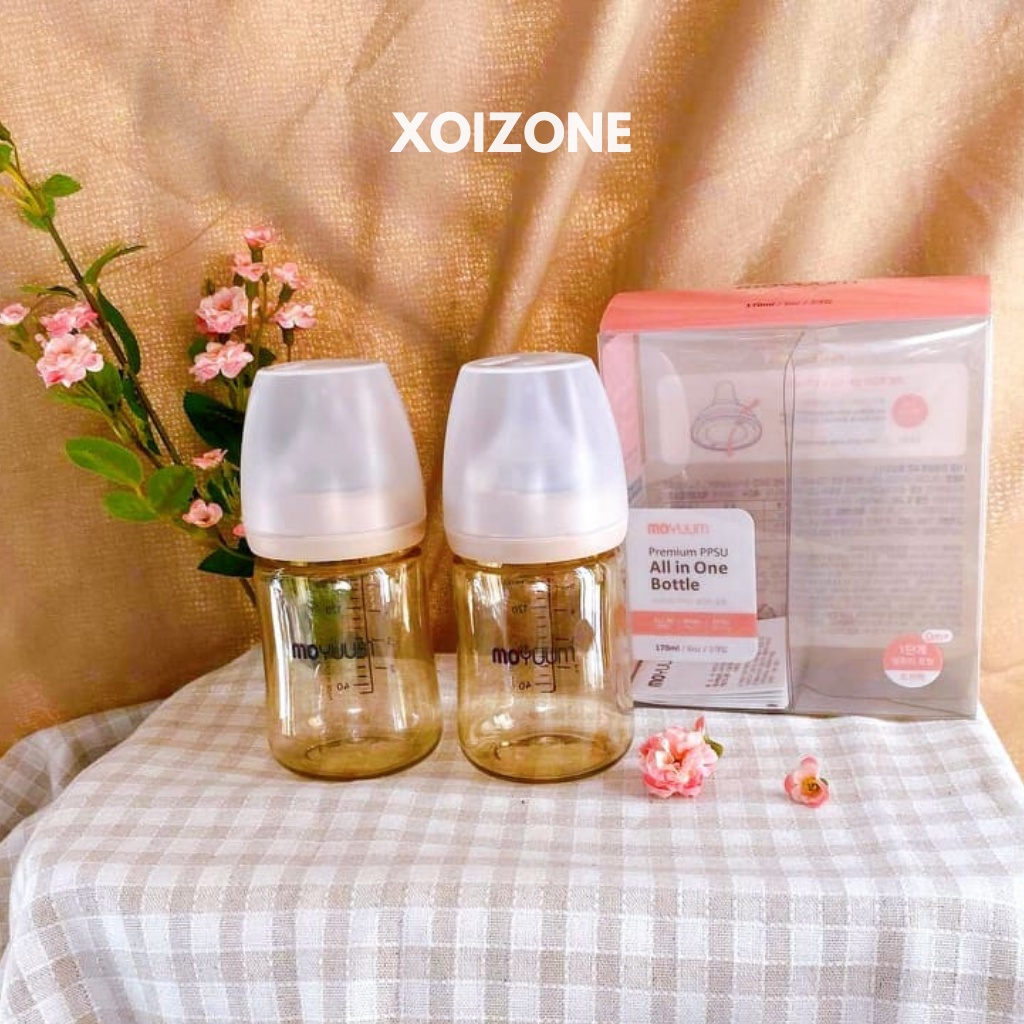 Bình Sữa Moyuum Ppsu Hàn Quốc 170ml Núm 1/ 270ml Núm 2 & Núm Ti Lẻ Số 1/2/3/4