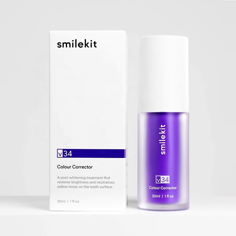 Serum làm trắng răng SmileKit 30ml Kem đánh răng làm trắng V34 lọ nhỏ màu tím kem đánh răng loại đẩy