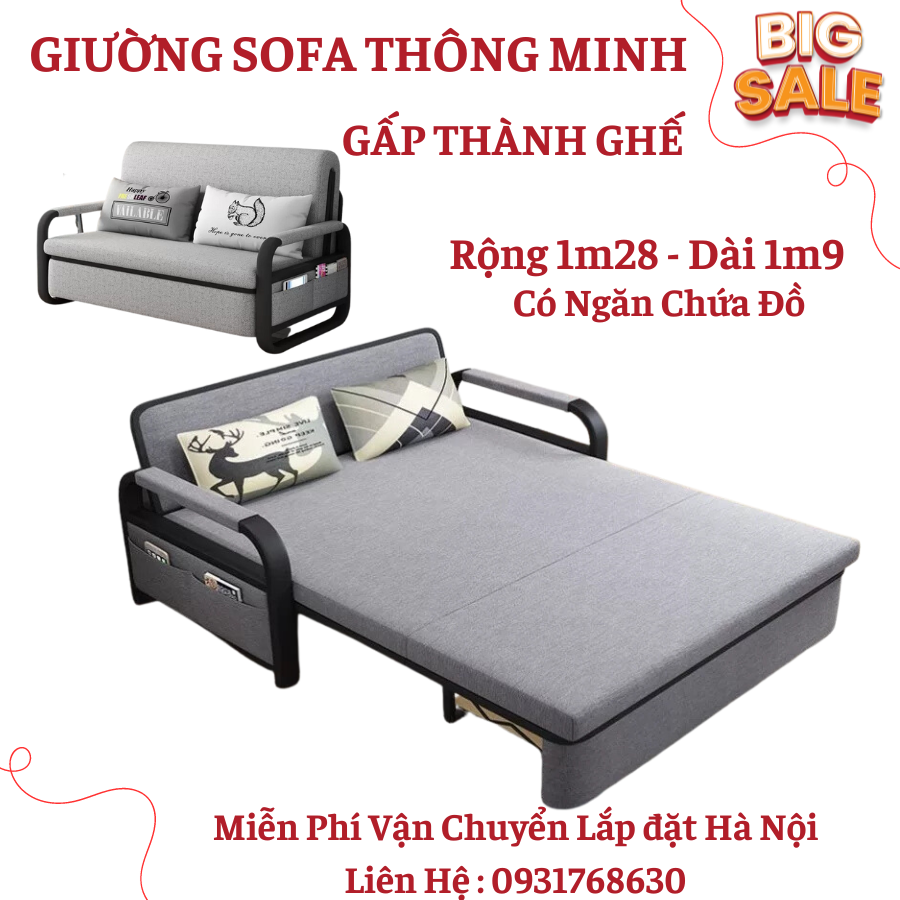 Giường sofa đa năng , giường sofa gấp gọn, ghế sofa gấp gọn thành giường , giường sofa kéo thành ghế , giường sofa , giường có ngăn chứa đồ kt: