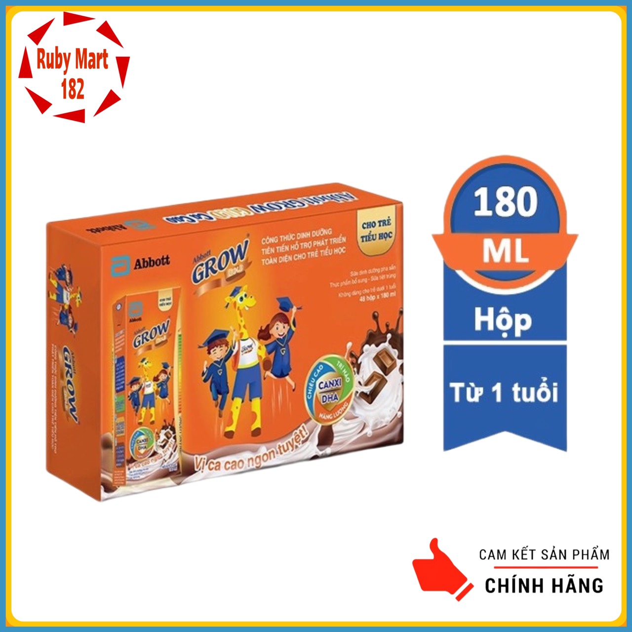 [Date 4.2024]Thùng 48 Hộp Sữa Pha Sẵn Abbott Grow Cacao 180ml