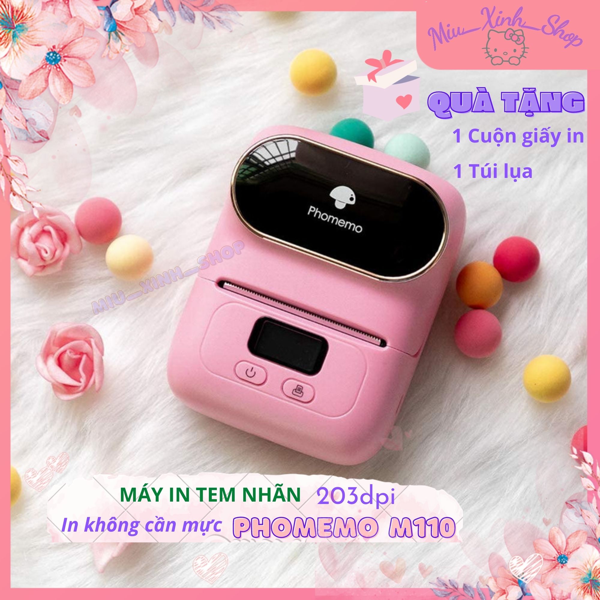 💞 dễ thương - chính hãng 💞 máy in nhiệt nhãn dán mã vạch qr mini bluetooth yihero yp-1 phomemo m110 niimbot b21 b1 dp23, cho siêu thị ❤ hiệu quần áo