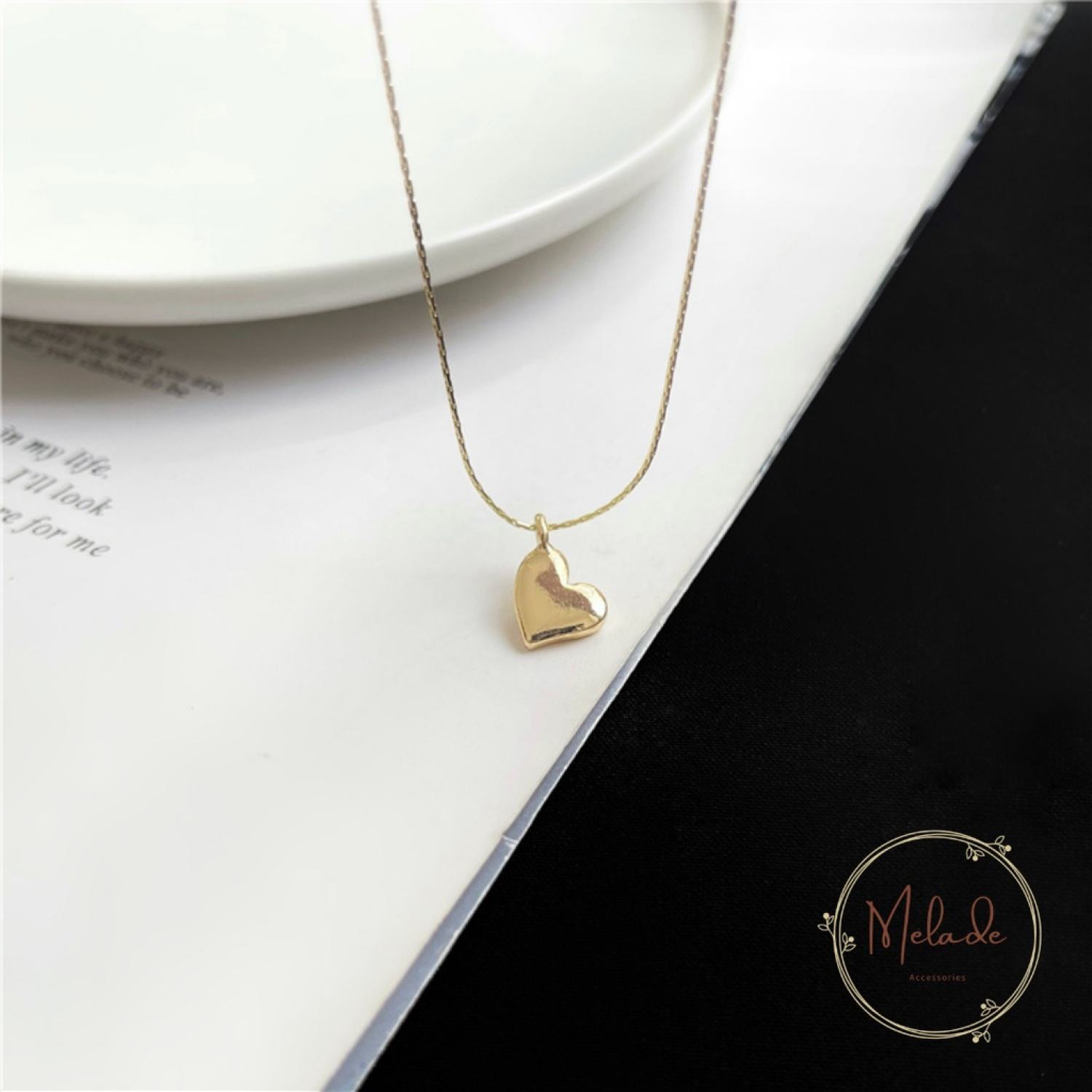 Dây chuyền mặt trái tim mạ vàng 14k Melade Accessories