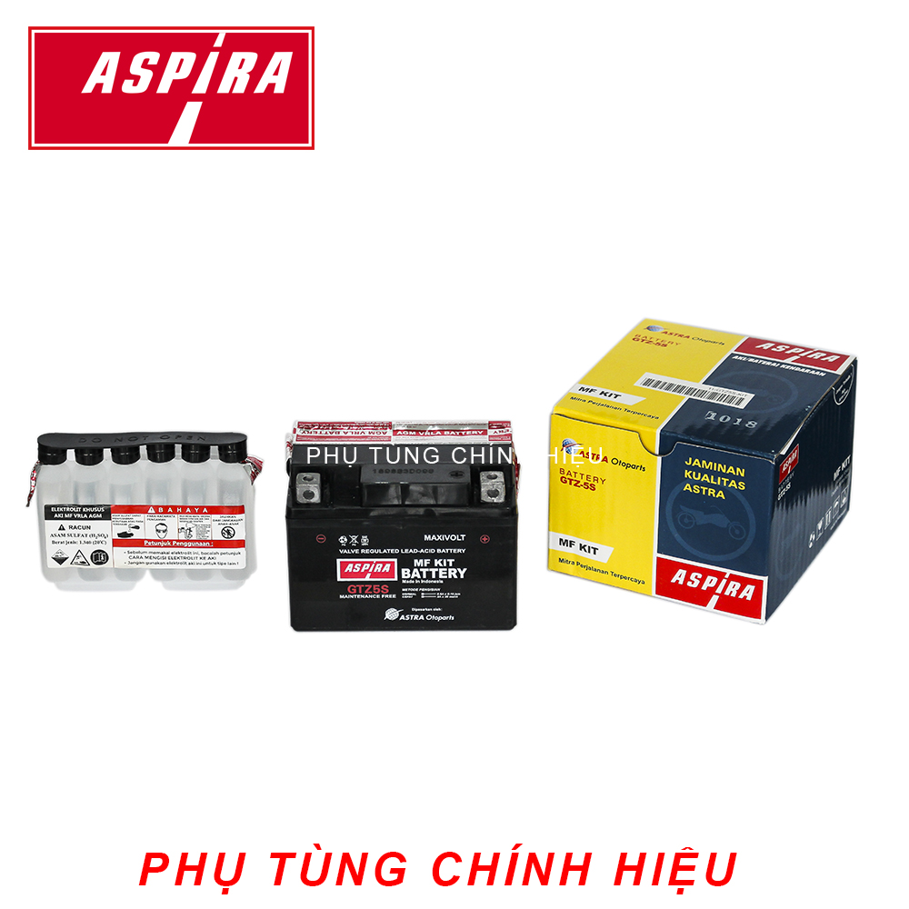 Bình ắc quy Aspira Wave RS, Air Blade 110, Vision, Winner, Nouvo, PCX, Winner, Nouvo, Exciter 150, Nozza (GTZ5S)