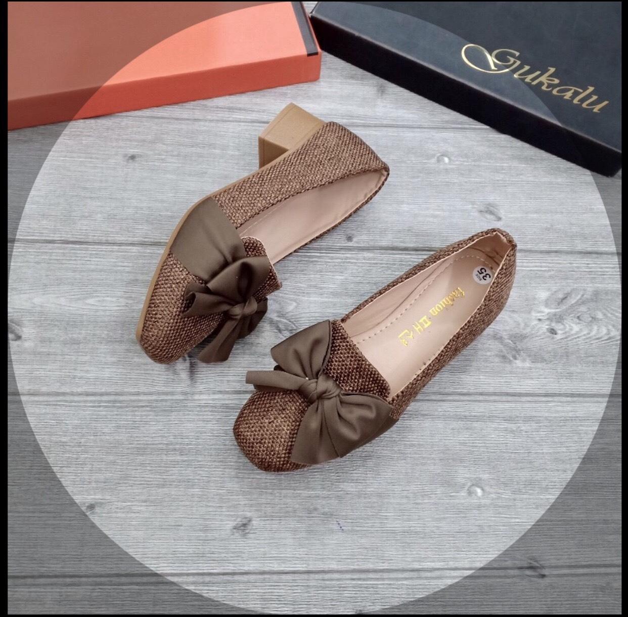 Guốc nữ nơ lụa, dép guốc nữ thời trang chất vải mềm cực ôm chân siêu hót trend