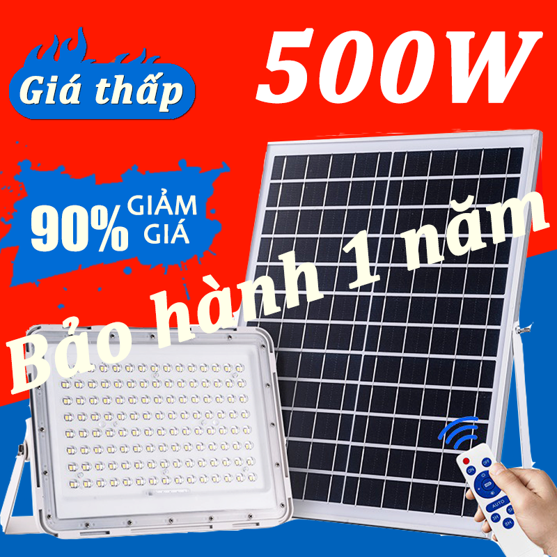 Den nang luong mặt trời san vuon 100w 500w,điều khiển từ xa chống nước ip67,bảo hành 1 năm