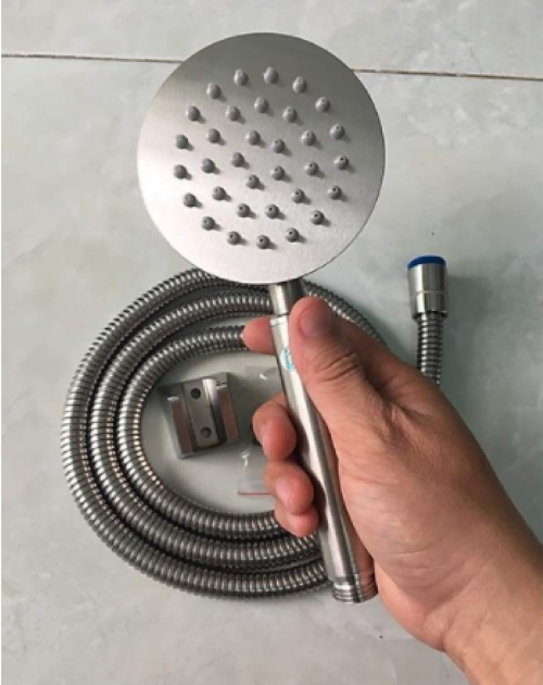 Bộ tay sen tắm inox sus 304 giá rẻ. sen tắm inox 304 full cài và dây giá rẻ.