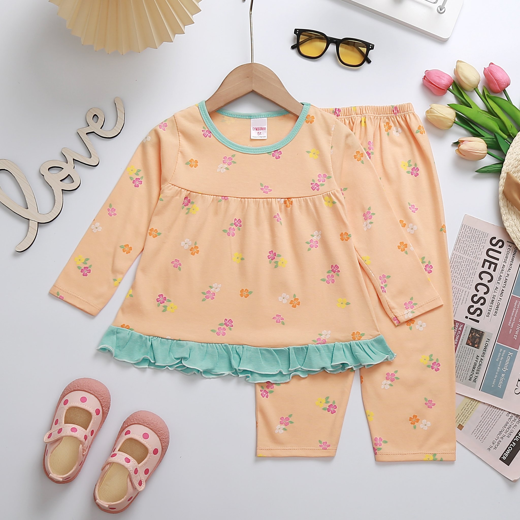 Đồ bộ thu đông bé gái bộ bé gái tay dài baby doll bé 2-5 tuổi thun cotton vnxk Jennie kids J519 - 4