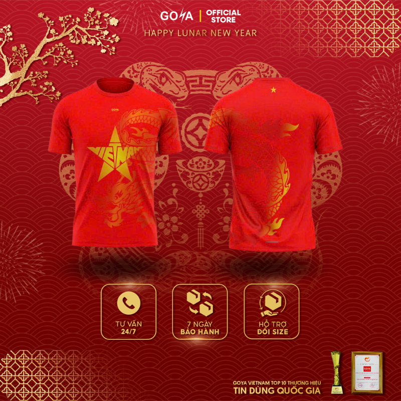 Áo thun thể thao chạy bộ nam nữ GOYA T-SHIRT DRAGON (Rồng Vàng) -  Siêu nhẹ, thoáng mát, co giãn 4 chiều