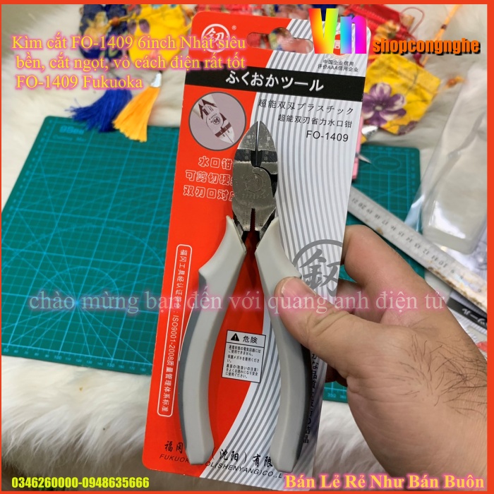 Kìm cắt fo-1409 6inch nhật siêu bền, cắt ngọt, vỏ cách điện rất tốt fo-1409 fukuoka