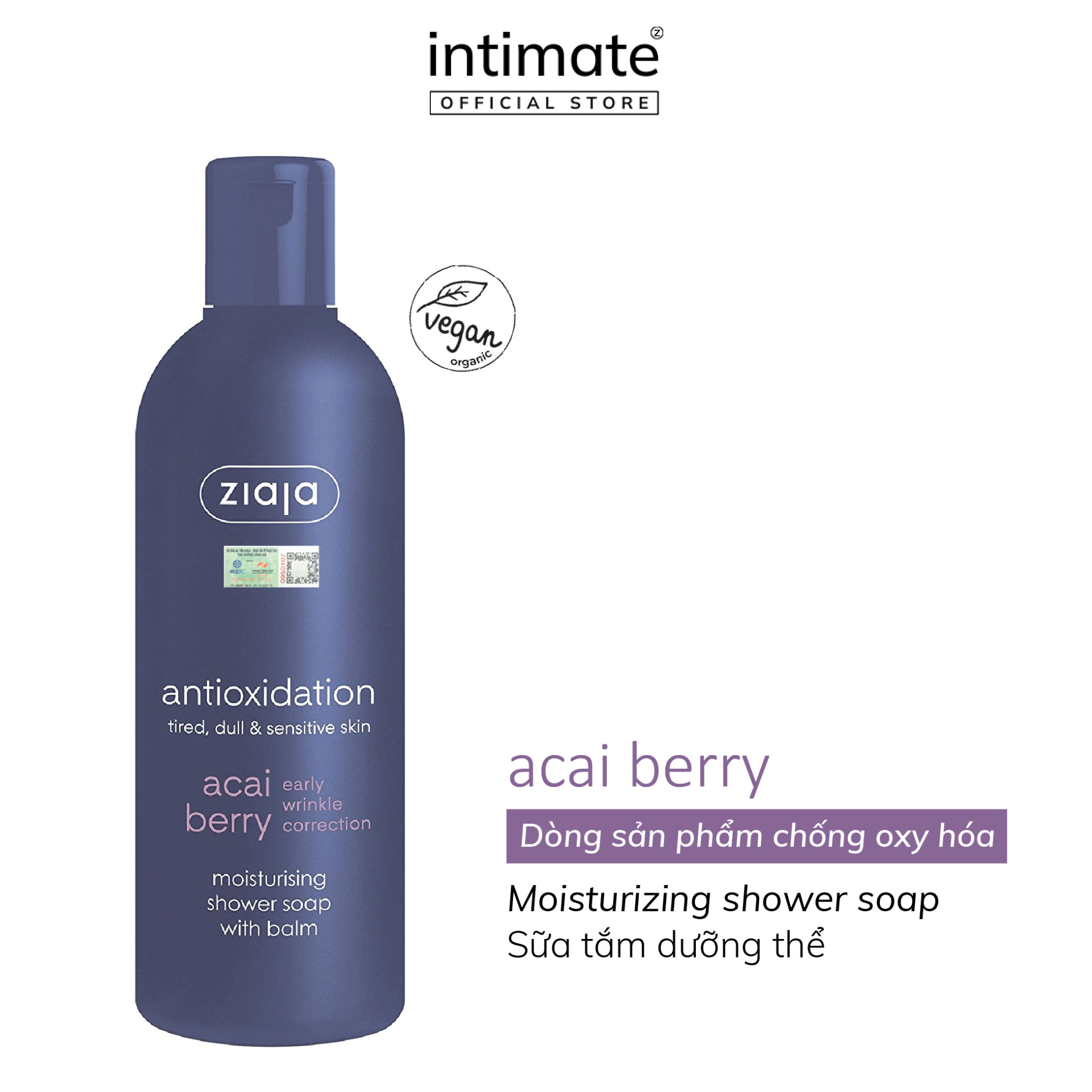 Sữa tắm dưỡng thể acai berry moisturising shower soap with balm ziaja baniphar làm sáng và chống lão hóa da 300ml