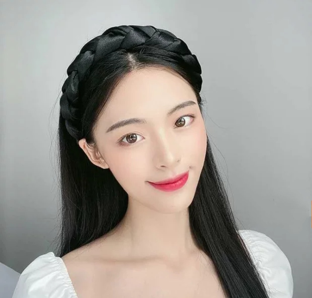 Bờm mấn satin bản rộng tết bím