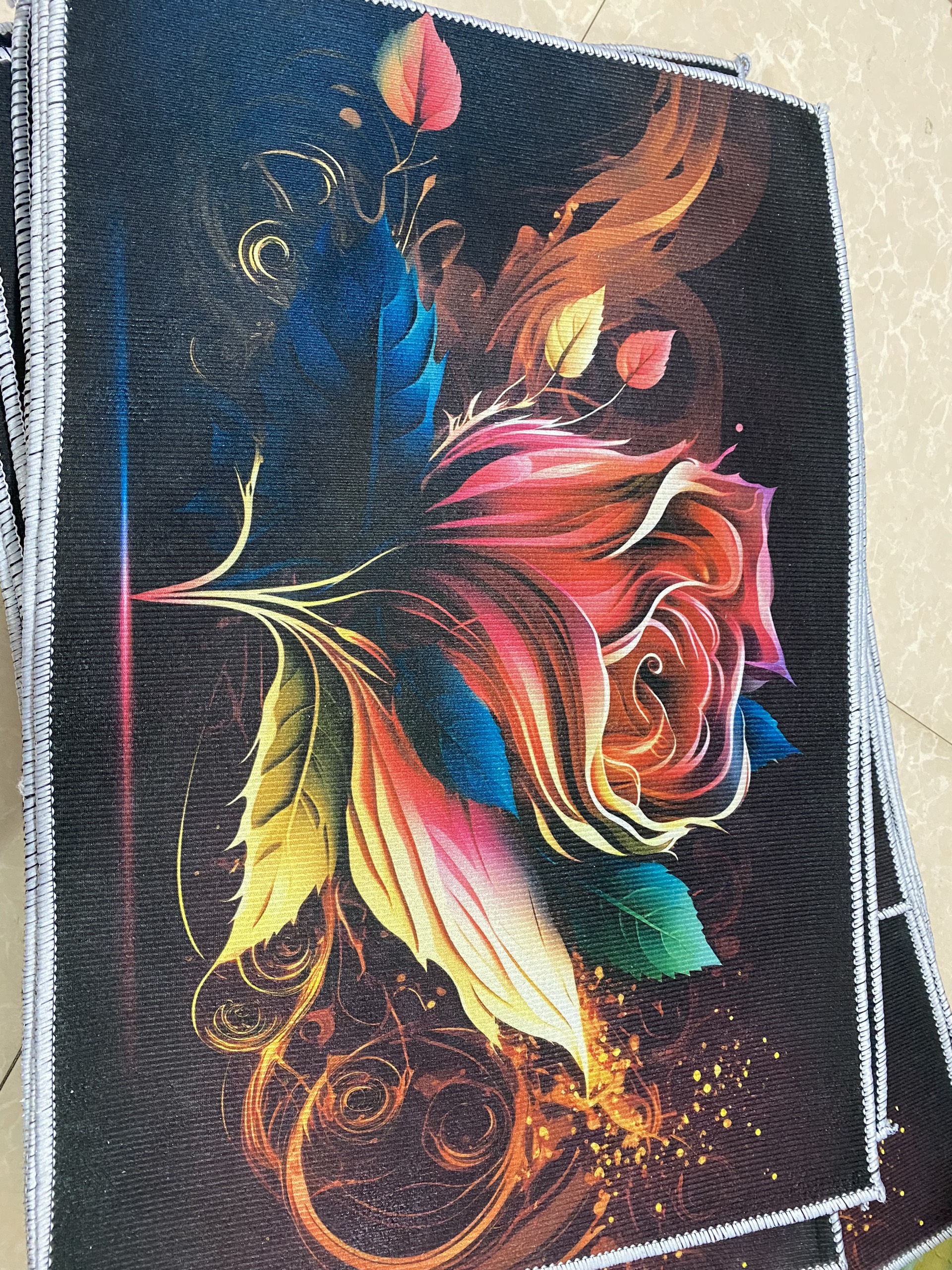 Thảm Lau Chân Bali Dạng Nỉ In Họa Tiết Dạng 5D Phong Cách Hội Họa, Thảm Chùi Chân - Kích Thước 40cm x 60cm dieulinhshop