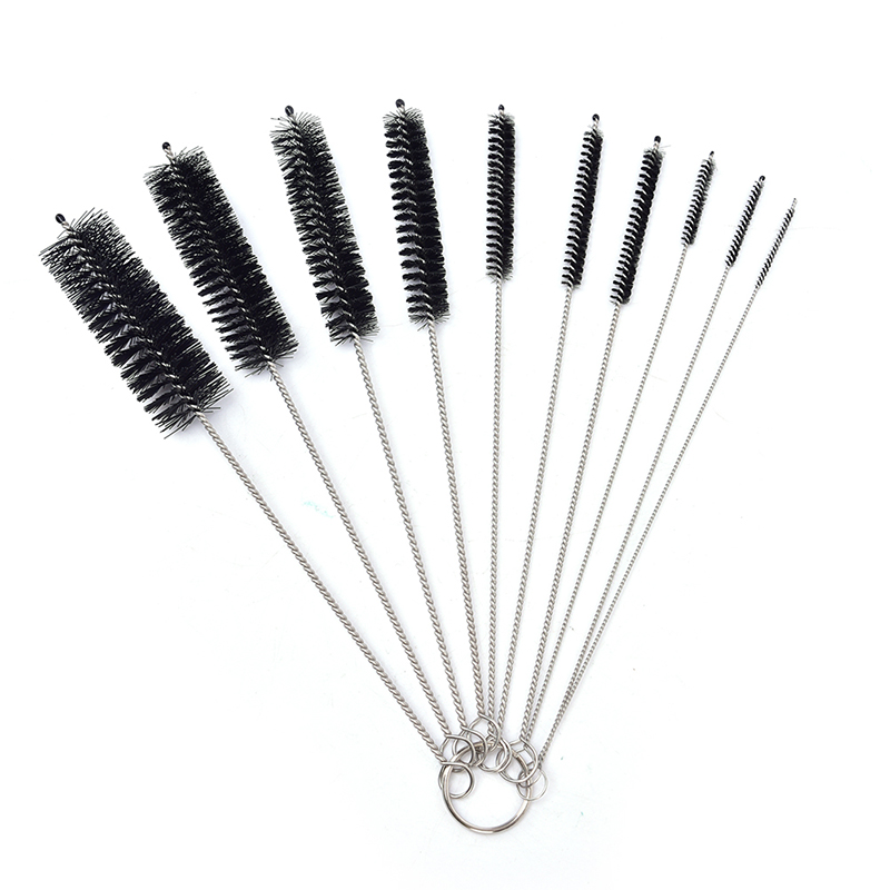 8.2 Inch Nylon Tube Brush Set Pipe Cleaning Brushes for Drinking Straws  Glasses Keyboards Jewelry Cleaning,Set of 10, Black 