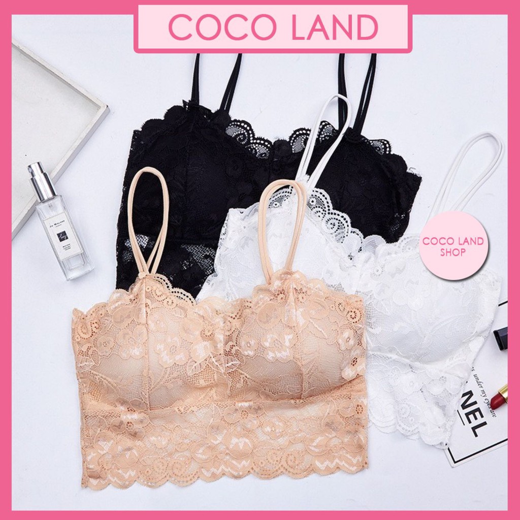 Áo lót bra 2 dây croptop ren hoa br29
