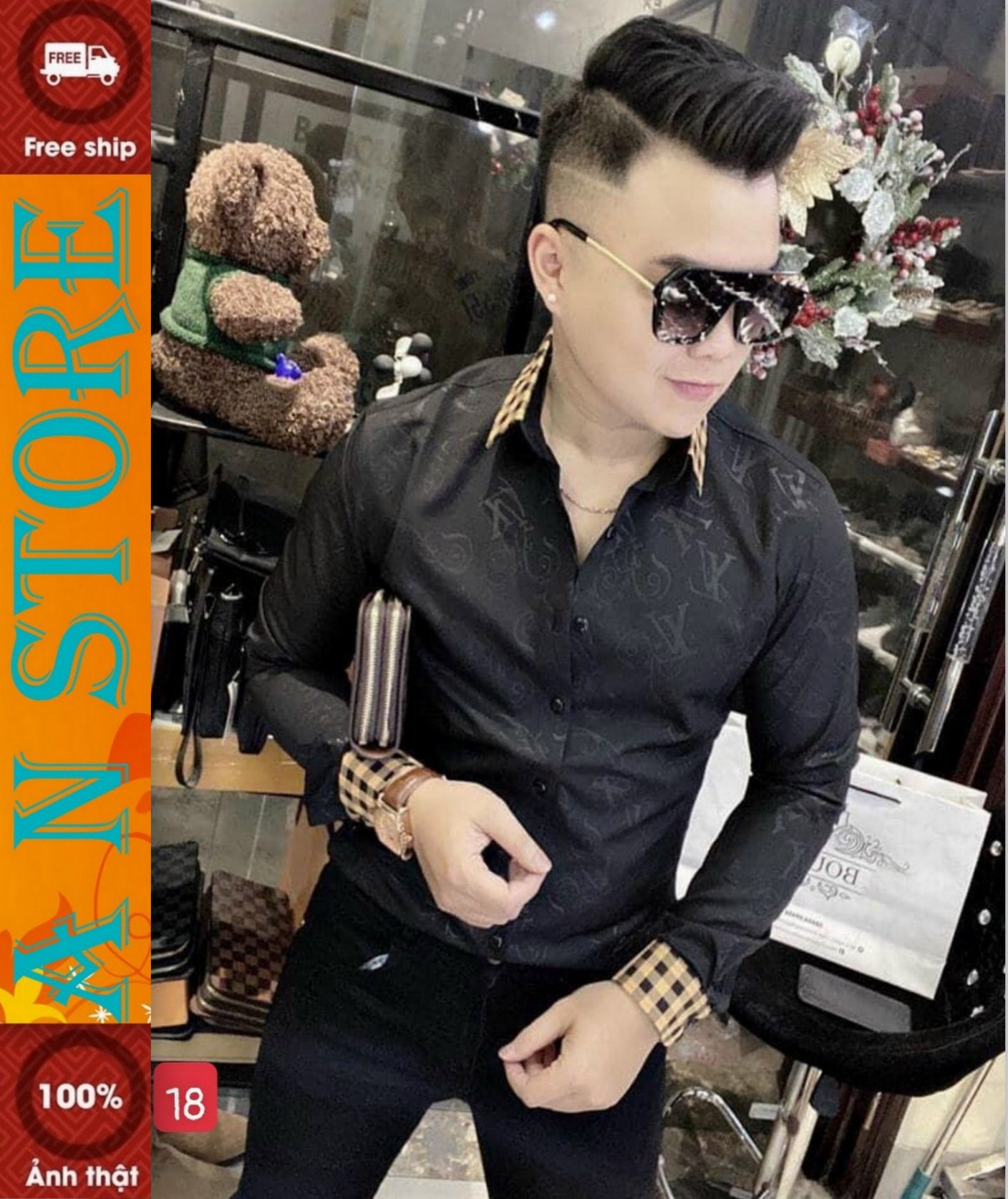 [Flash Sale 50%]áo sơ mi nam cao cấp kate lụa siêu mềm mại cao cấp MẪU MỚI NHẤT M18 AN NHIÊN STORE hàng hiệu chuẩn shop phong cách trẻ trung hàn quốc AN NHIÊN STORE9999 AN033