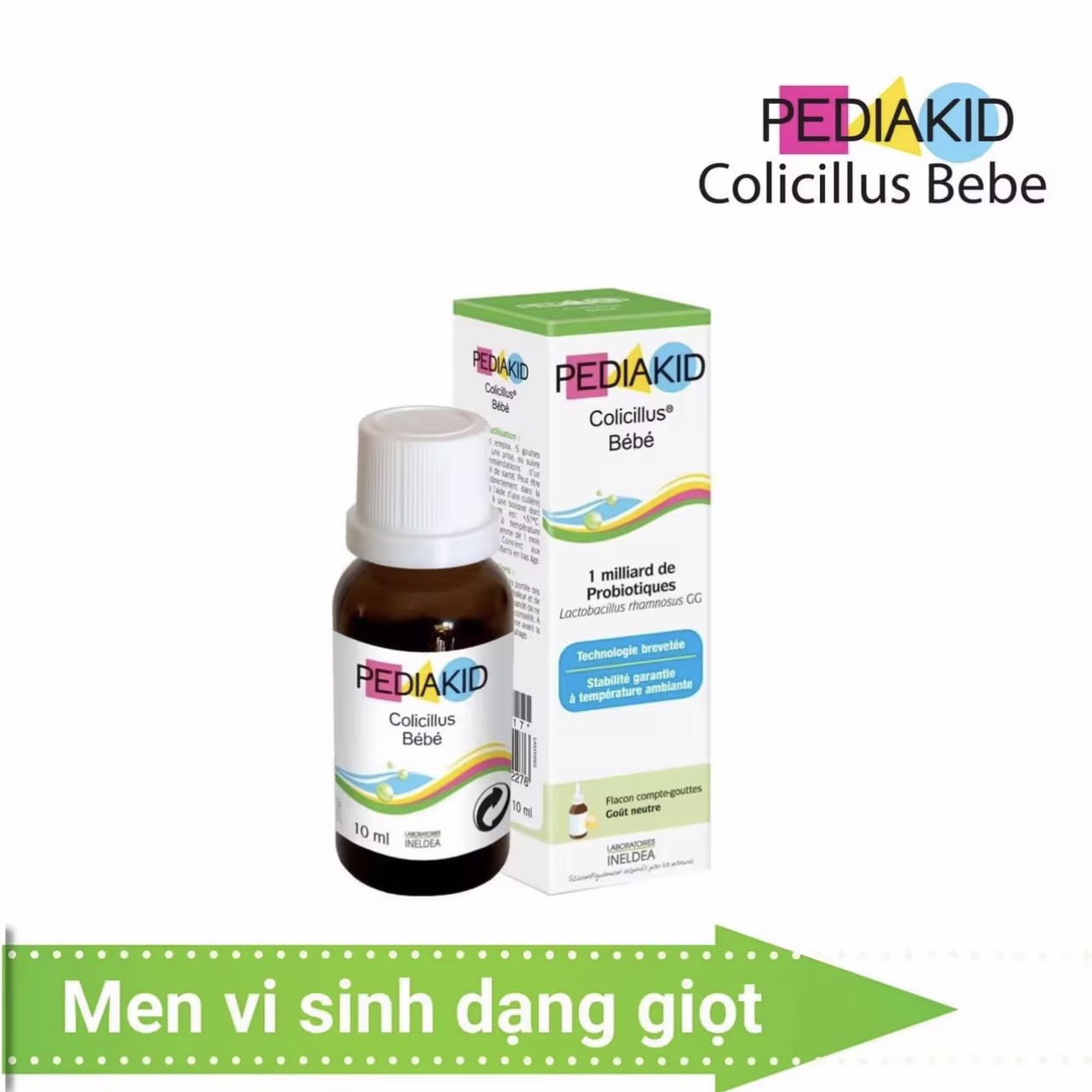 Pediakid colicillus bebé của pháp - men vi sinh nhỏ giọt bổ sung lợi khuẩn giúp cân bằng hệ vi sinh đường ruột cho bé 10ml