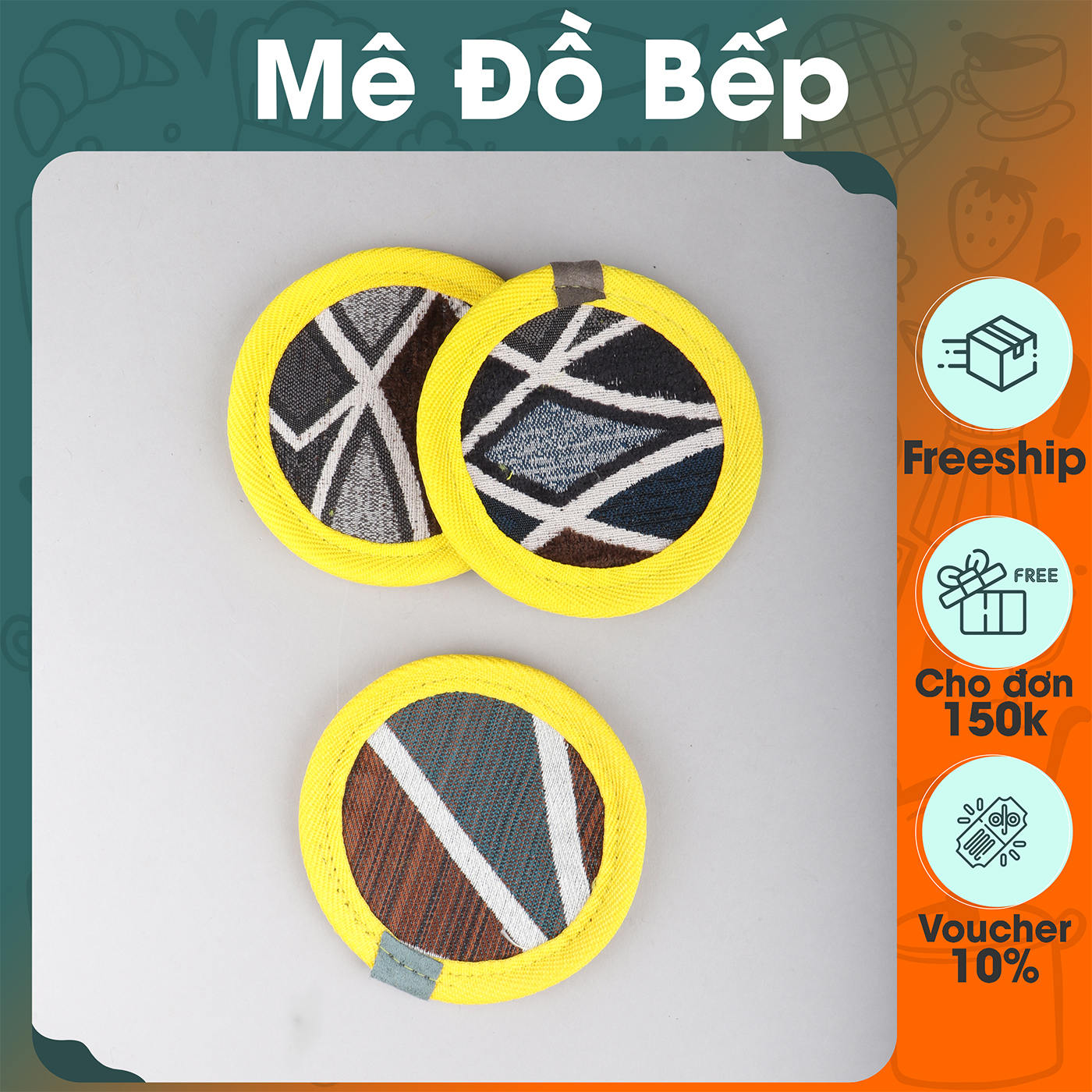 Set đế lót ly tròn vải nỉ Bam House 2 lớp chống trượt tiện lợi cao cấp LOL01 – BamBam Store