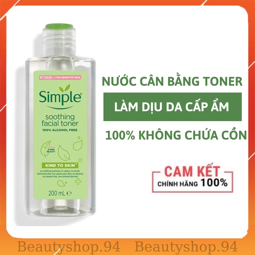 Nước hoa hồng simple, toner cho da nhạy cảm và dễ nổi mụn 200ml