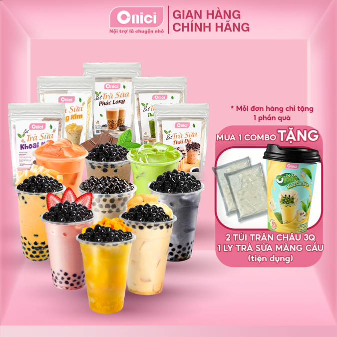 Set nguyên liệu trà sữa phúc long, thái xanh thái đỏ set trà sữa lớn thành phẩm 25-30 ly Bếp Của Mẹ Onici