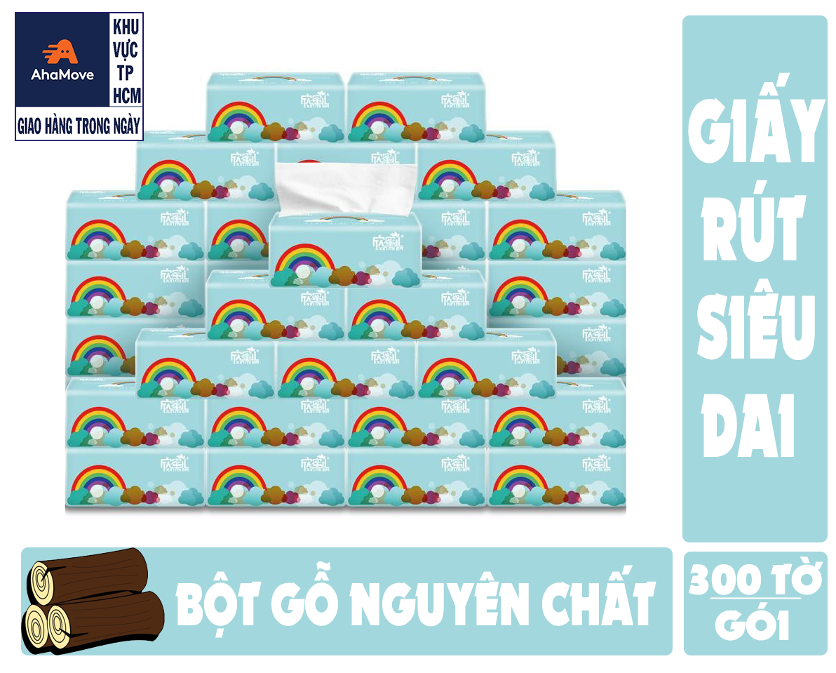 Thùng 30 gói giấy ăn cầu vồng siêu dai