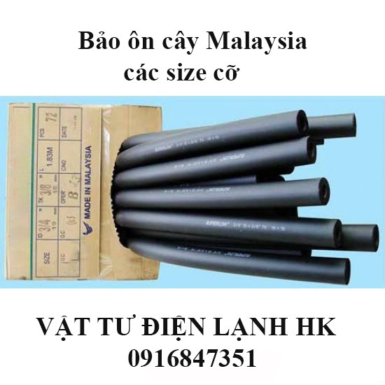 Ống bảo ôn điều hòa máy lạnh các size cỡ (chọn đúng cỡ khi đặt hàng) - Bảo ôn cây đen dài 1.83m