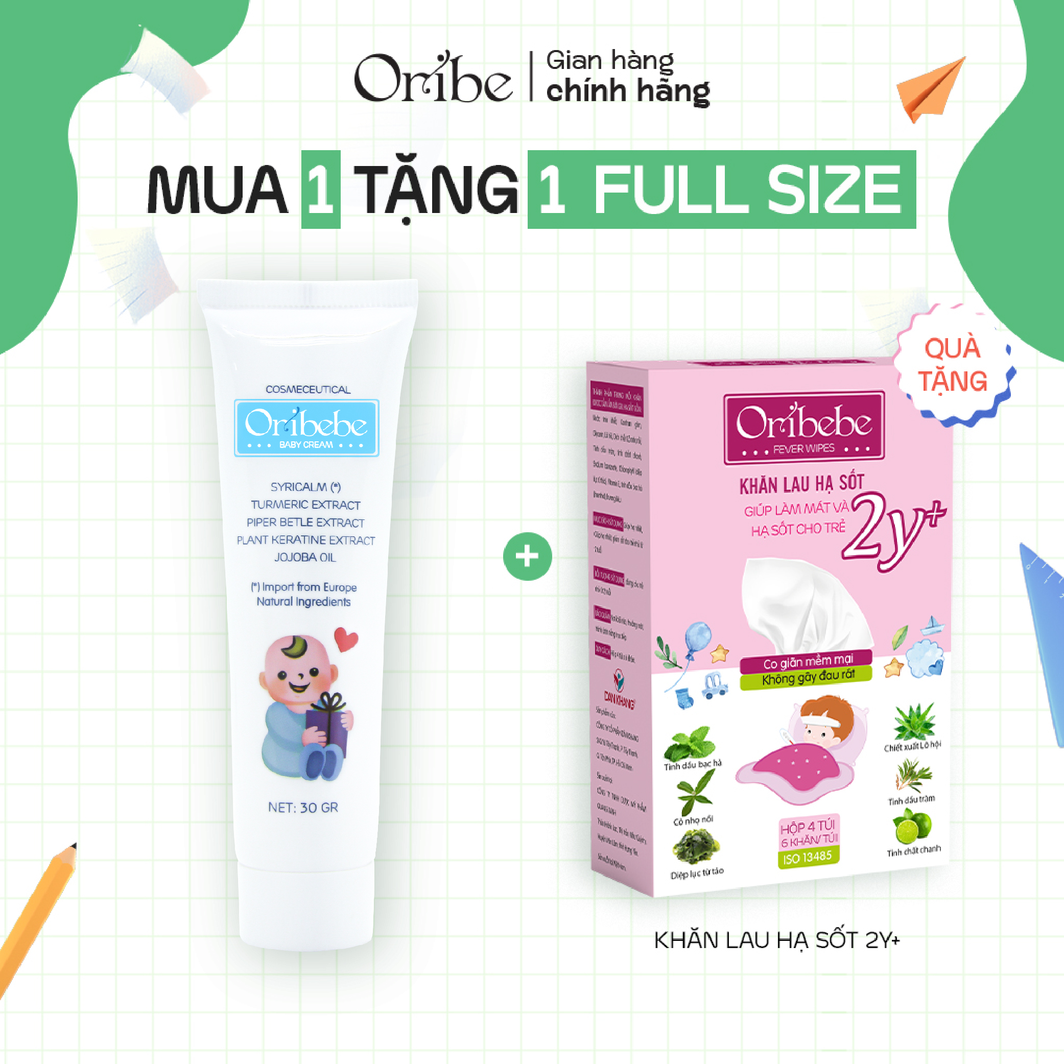 Kem Em Bé Oribebe Baby Cream - Dưỡng Ẩm Da, Ngăn Ngừa Rôm Sẩy và Hăm Tả Ở Bé