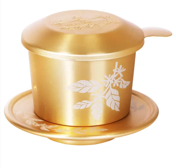 Phin cà phê việt nhôm vàng - logo king coffee