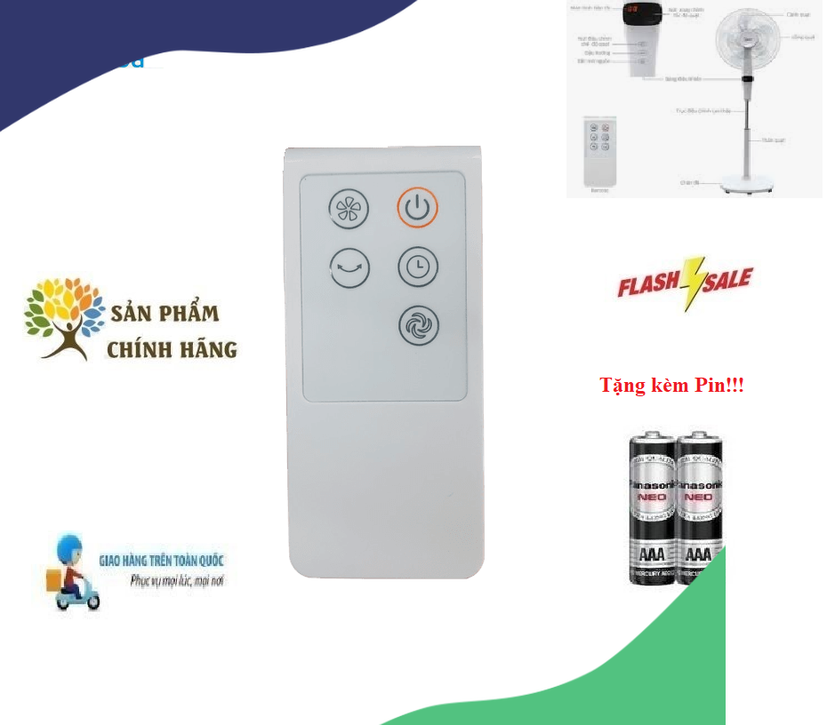 Remote Điều khiển Quạt Midea các dòng Quạt Cây Đứng, Treo Tường Midea- Hàng mới chính hãng 100% Tặng kèm Pin