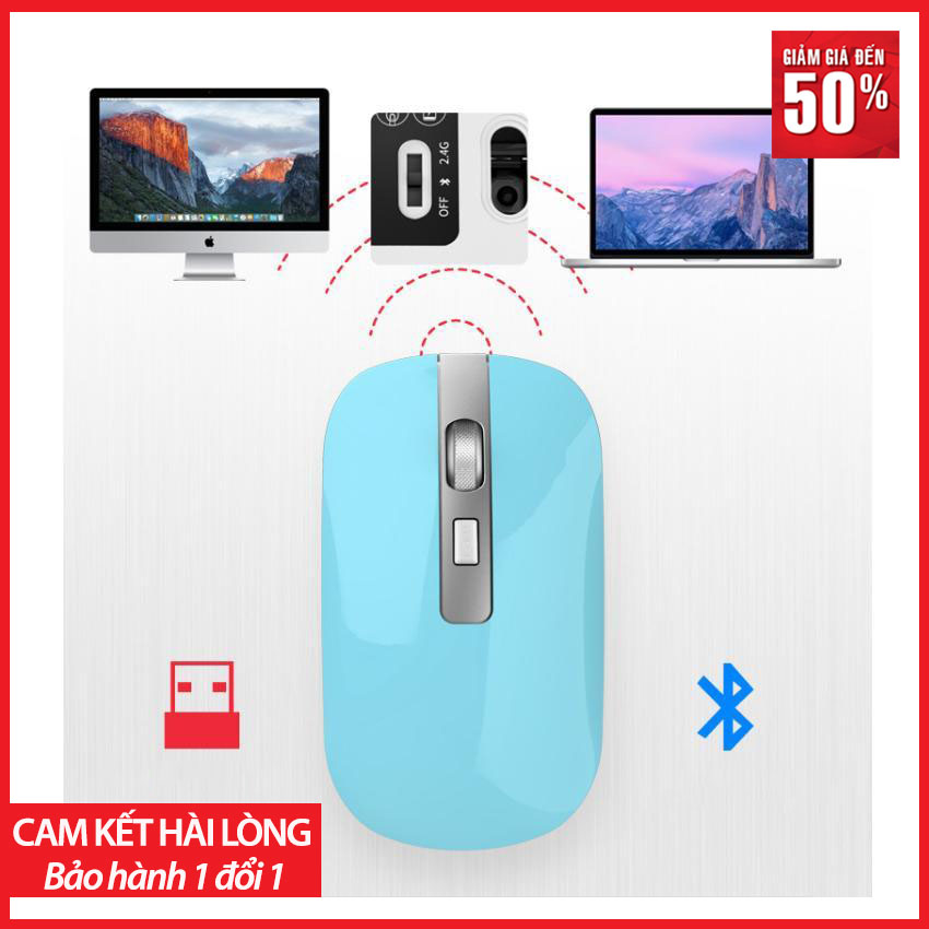 [HÀNG NGON] Chuột Không Dây; Màu Hồng, Xanh, Đen; Chuột Không Dùng Pin; Nhấp Chuột Không Âm Thanh; Kết Nối Được Với Nhiều Thiết Bị; Thiết Kế Nhỏ Gọn Dễ Cầm Nắm