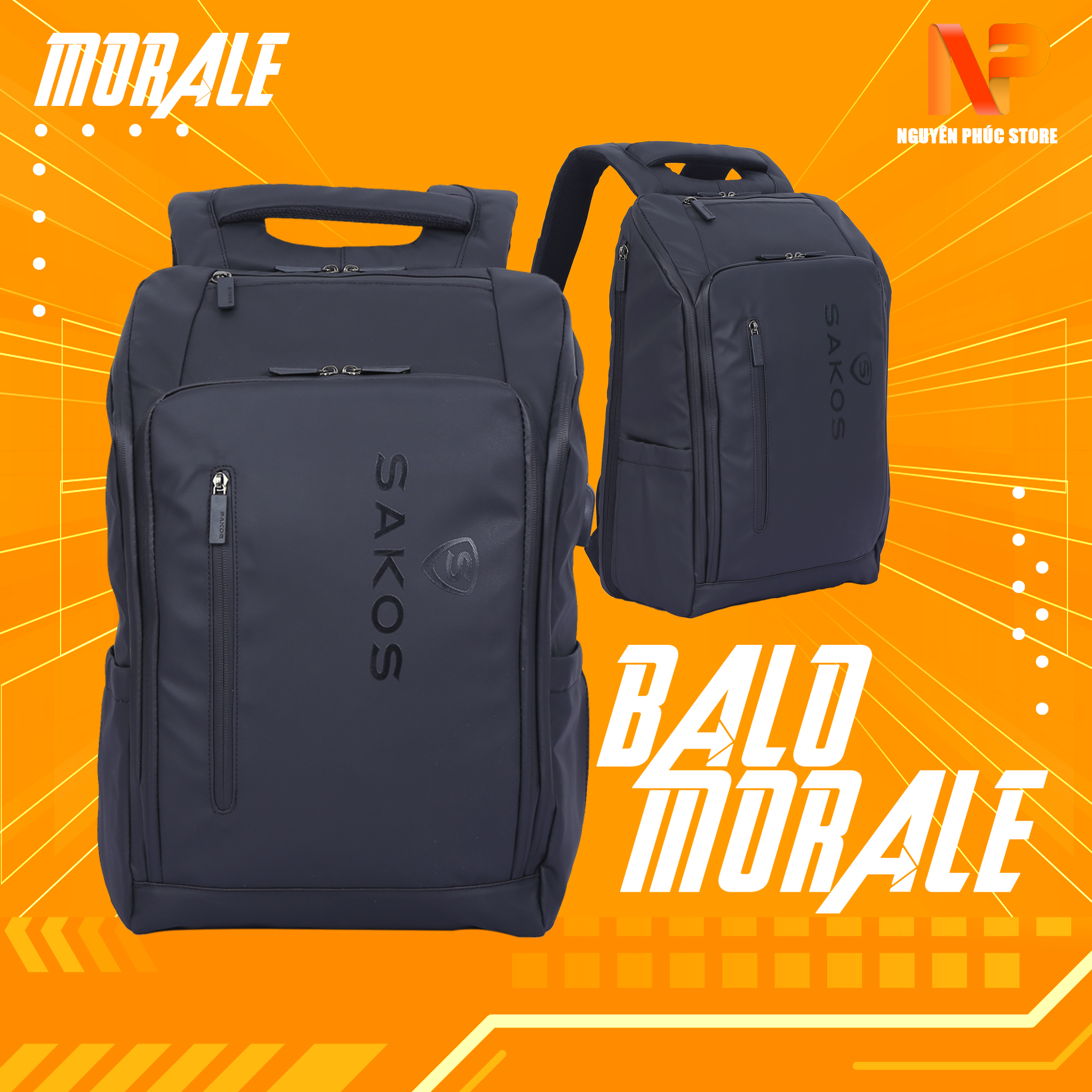 Balo laptop 17 inch cao cấp sakos morale, chống sốc,chống nước,chống trộm.chất liệu chống ẩm,hạn chế mùi,chống rạch,tích hợp cổng sạc usb