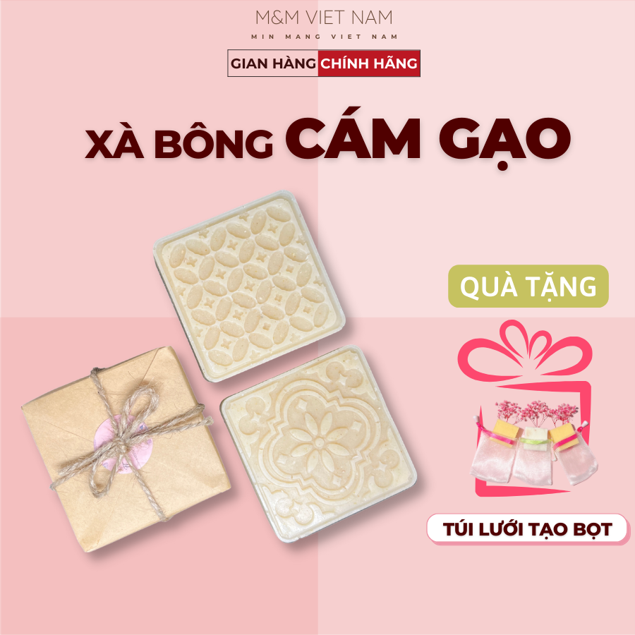  Xà Bông Cục Xà Phòng Cám Gạo Sinh Dược Tắm Trắng Da Toàn Thân Giảm Mụn Lưng Handmade Thơm Sữa Dê Tặng Kèm Túi Tạo Bọt 