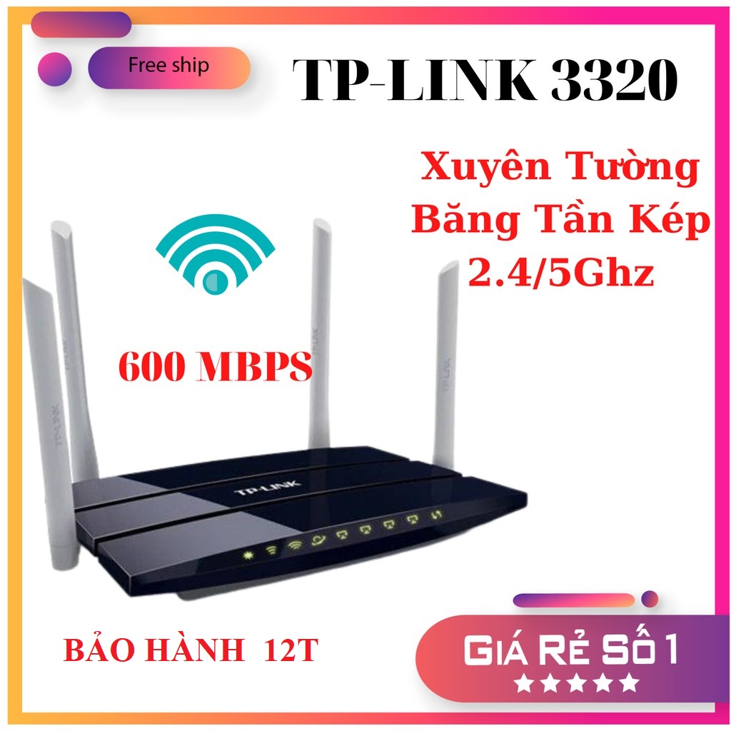 [BẢO HÀNH 12T] Bộ phát wifi TPLINK LIKE NEW 95% băng tần kép sóng xuyên tường 3320 chuẩn AC 600 Mbps , router wifi tplink Modem wifi sóng xuyên tường băng tần kép, bộ phát wifi 5ghz, cuc phat wifi, bo phat wifi tplink, bộ phát wifi tplink