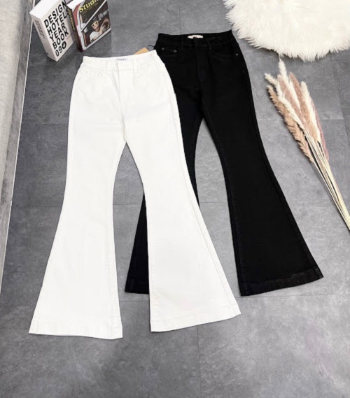 Quần jeans kaki nữ màu đen ống loe tôn dáng Đẹp Store 257