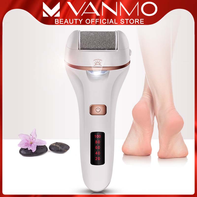 Máy Mài Tế Bào Chết Gót Chân Màn Hình LED 506R Máy Chà Gót Chân Pin Sạc Kèm 2 Đầu Mài