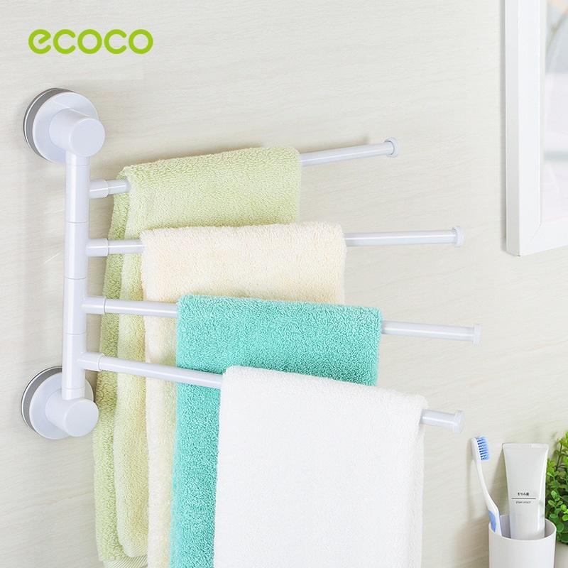 Móc dán tường treo khăn tắm 4 móc Ecoco, tiện lợi, chắc chắn, chịu lực tốt