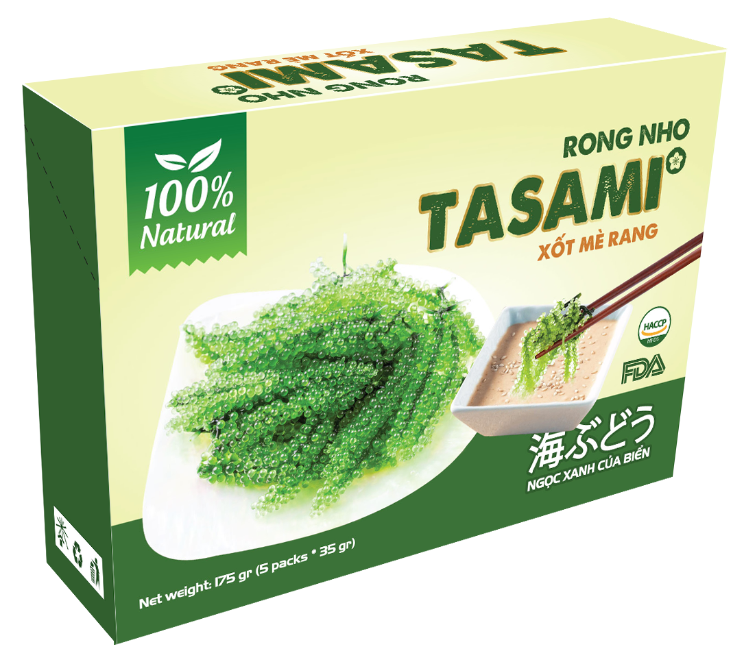 [KÈM SỐT MÈ RANG] Hộp 175gram 5 Gói Rong Nho Tách Nước Tasami Công Nghệ Tách Nước Tiêu Chuẩn Nhật Bản (35g/gói)