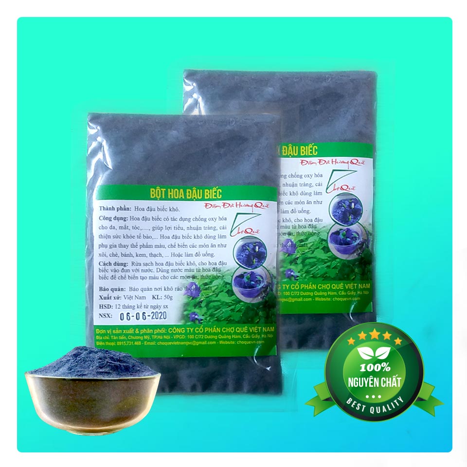 Bột Hoa Đậu Biếc Nguyên Chất 50g chuyên dùng nấu xôi, làm bánh, pha trà sữa
