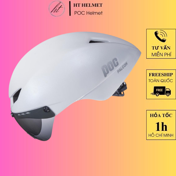 Nón xe đạp - thể thao poc falcon trắng có kính