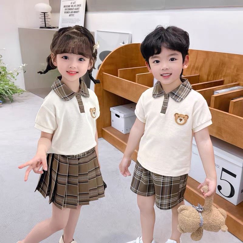 Sét học sinh cho bé trai bé gái thêu gấu 10-32kg