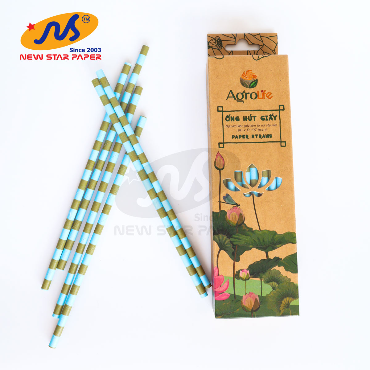 Phi 6 - hộp 50 ống hút giấy làm từ sợi mía