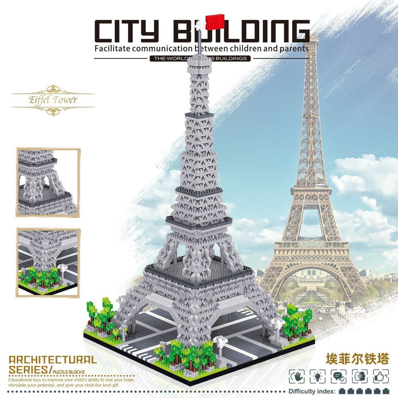 [HOÀN TIỀN  6%]Bộ đồ chơi xếp hình lắp ráp kiến trúc thế giới tháp Eiffel lâu đài mô hình trưng bày taj mahal