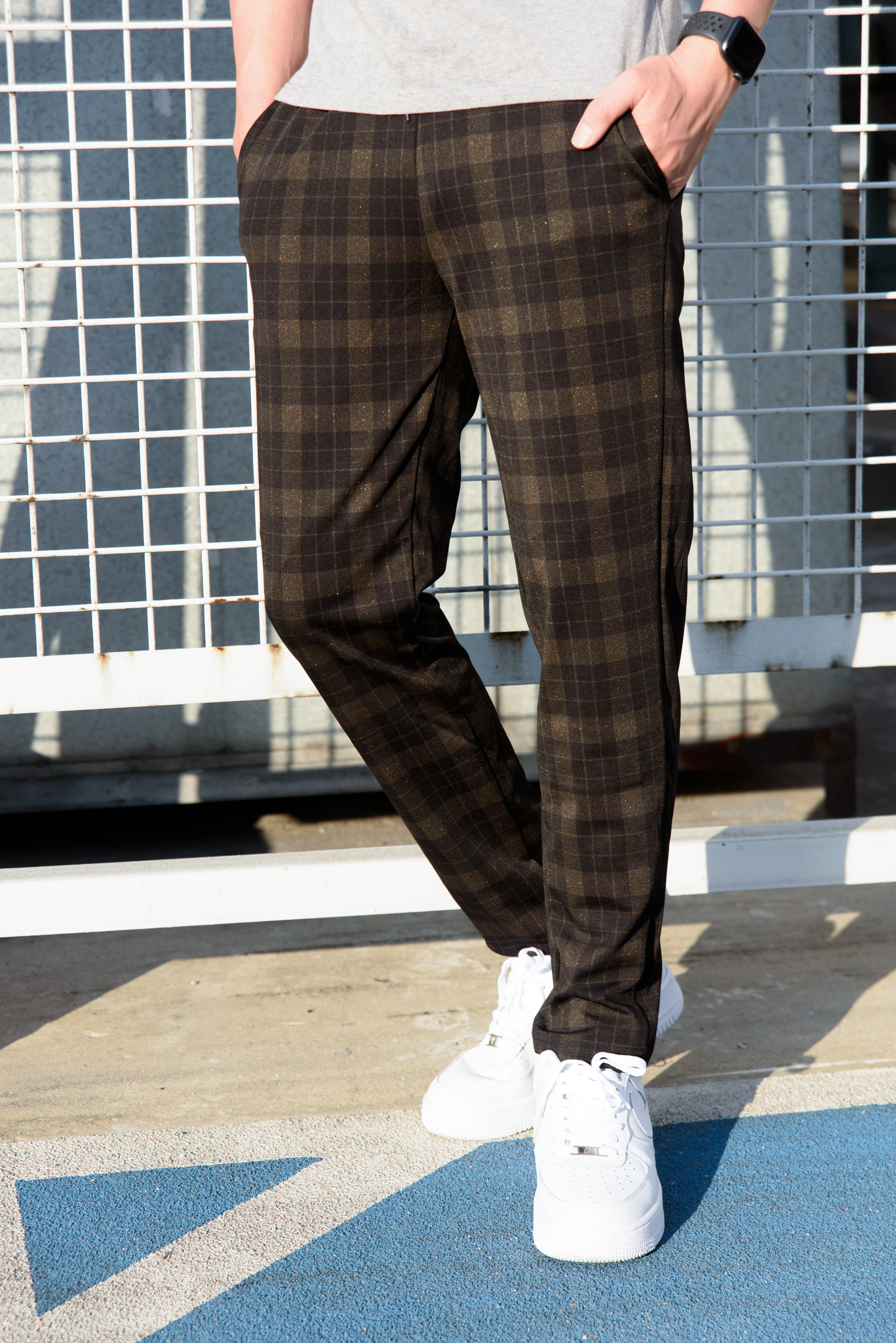 Quần Sọc Caro Nâu Vàng, Ống Suông Plaid Pants Unisex