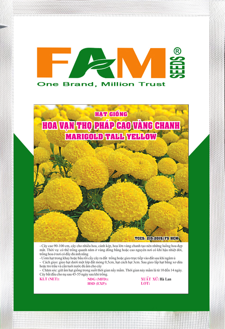Hat giống vạn thọ pháp cao vàng chanh - gói 0.5gr