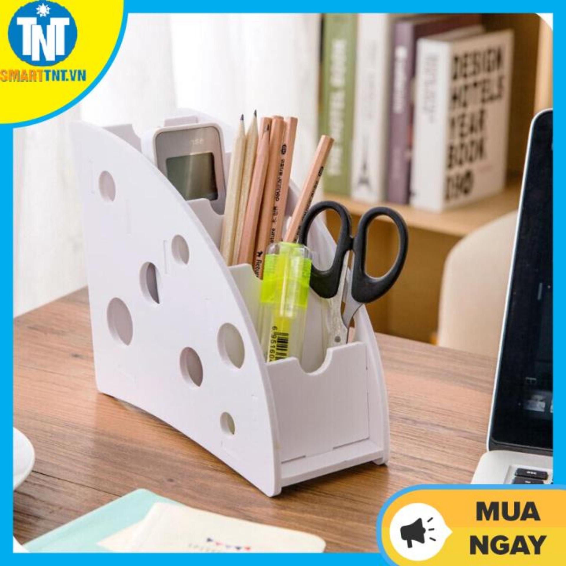 Kệ gỗ để bàn - Kệ đựng bút - Kệ đựng điều khiển đa năng 4 tầng làm từ gỗ PVC cao cấpp